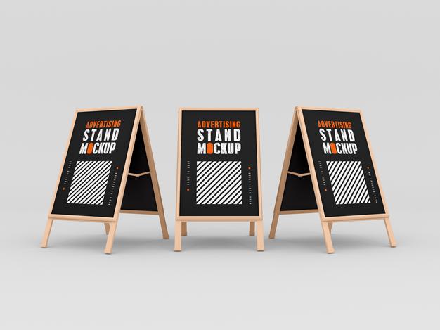 Three Advertising Stand Mockup Psd