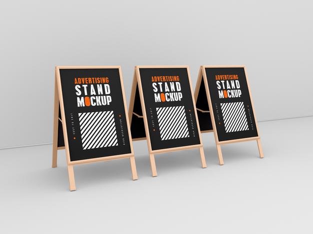 Three Advertising Stand Mockup Psd