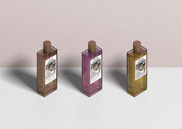 Three Bottles Of Perfume Aligned Psd
