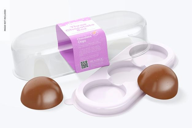 Three Chocolate Box Mockup, Opened Psd