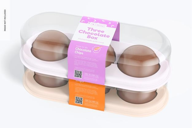 Three Chocolate Box Mockup, Stacked Psd