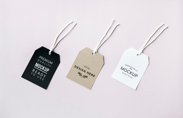 Three Fashion Label Tag Mockups Psd