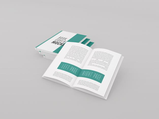 Three Hard Cover With Open Book Mockup Psd