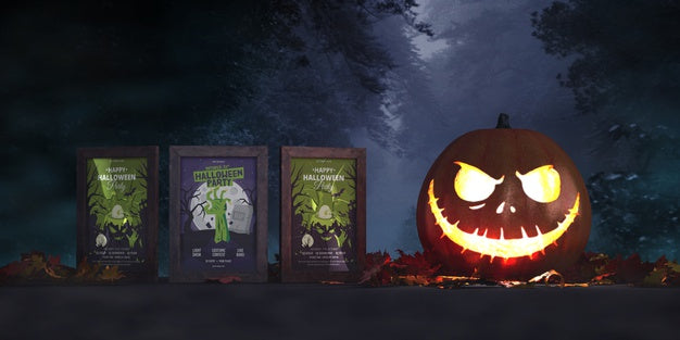 Three Horror Movie Posters Mock-Up Psd