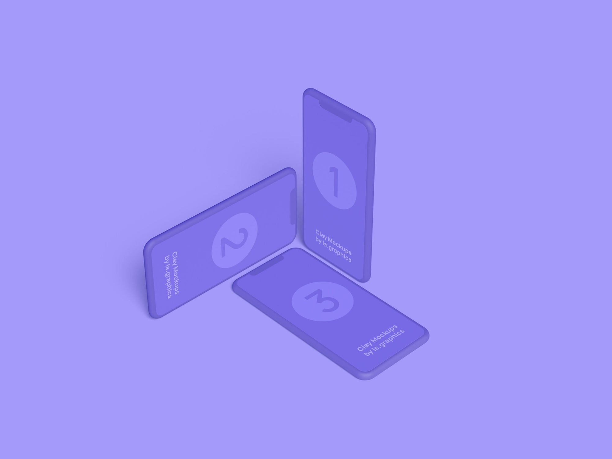 Three Iphone Clay Mockups