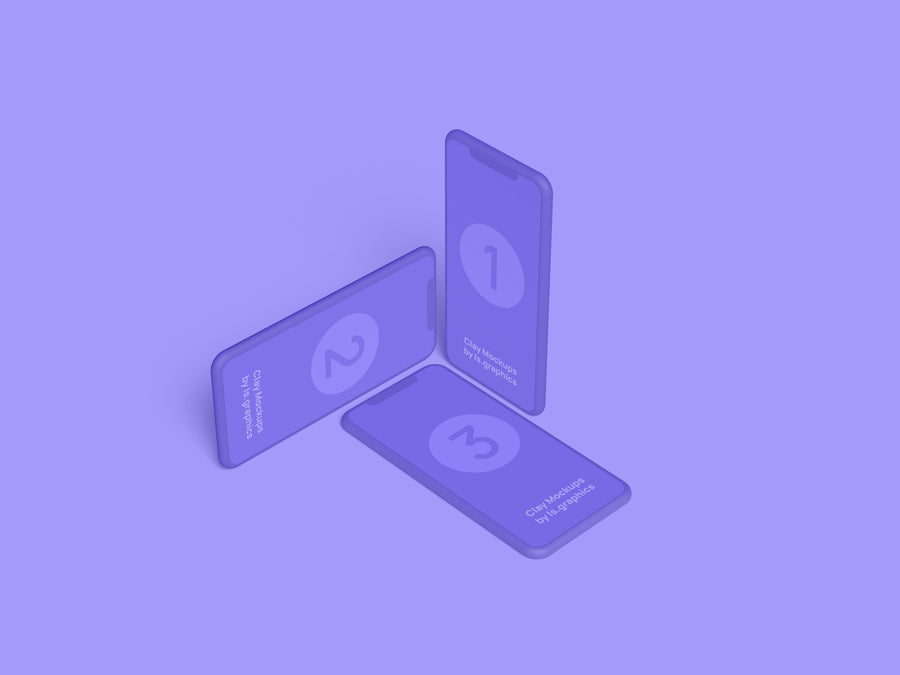 Three Iphone Clay Mockups