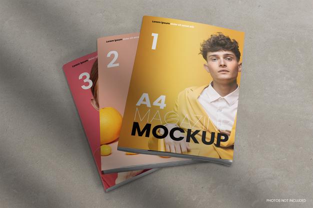Three Magazines Mockup Psd