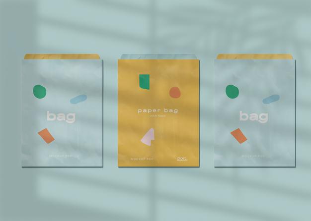 Three Paper Bag Mockup Psd