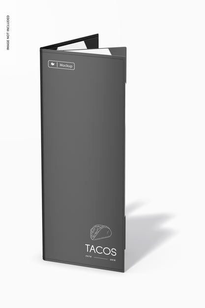 Three-Sided Menu Cover Mockup, Left View Psd