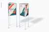 Three-Sided Poster Stands Mockup, Perspective Psd