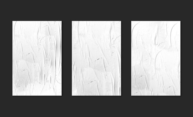 Three White Posters On Black Background Mockup Psd