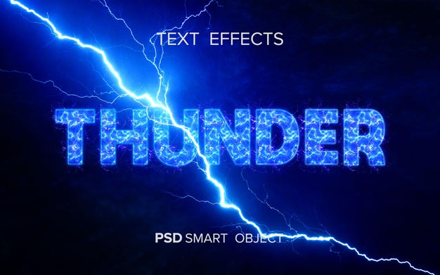Thunder Text Effect Mockup Psd