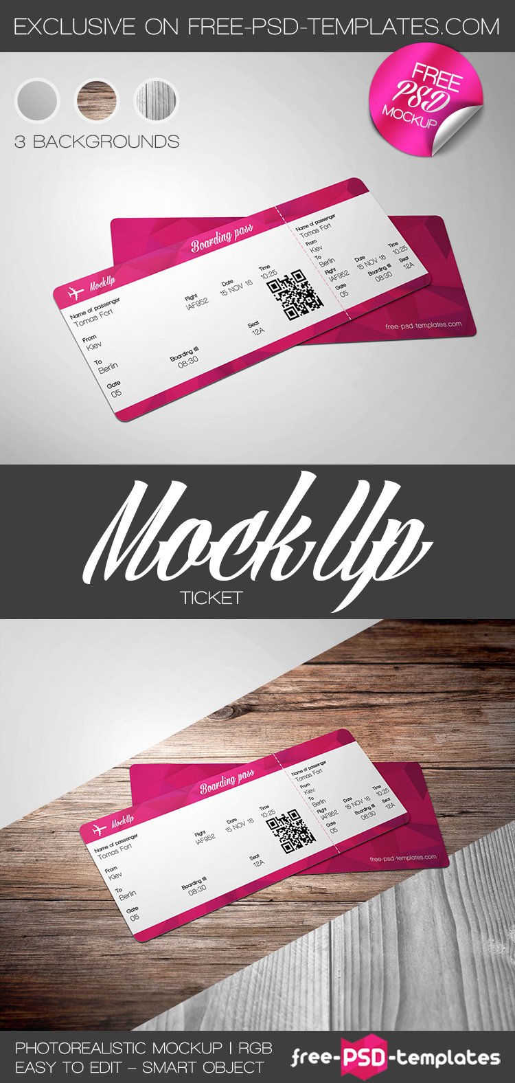 Ticket Mock-Up In Psd