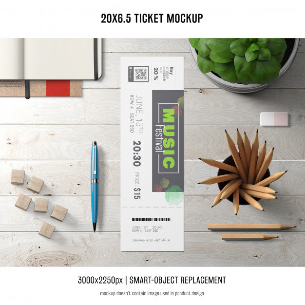 Ticket Mockup Psd