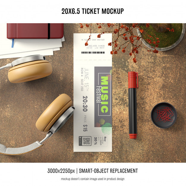 Ticket Mockup Psd