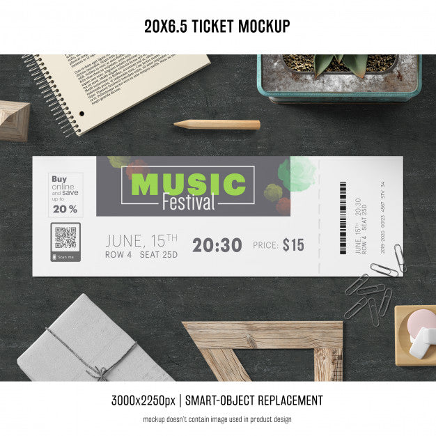 Ticket Mockup Psd