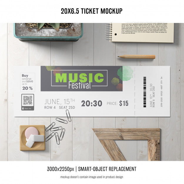 Ticket Mockup Psd