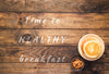 Time To Healthy Breakfast Quote On Wooden Board Psd