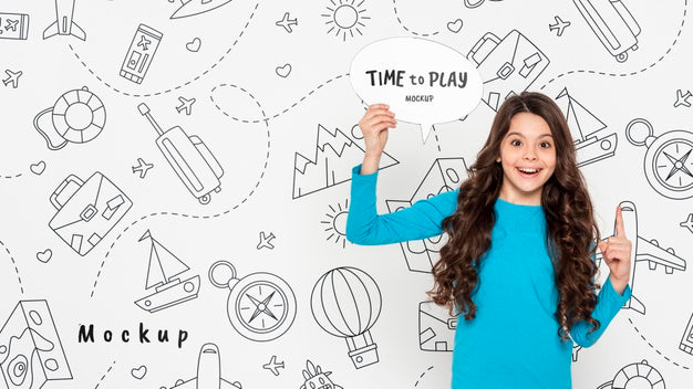 Time To Play Mock-Up Smiley Girl Psd
