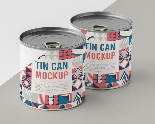 Tin Cans On Table Psd