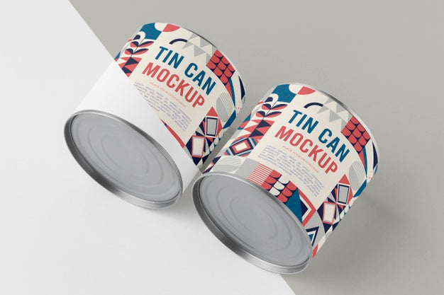 Tin Cans On Table Psd