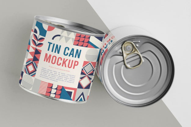 Tin Cans On Table Psd