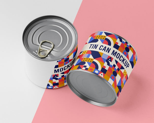 Tin Cans On Table Psd