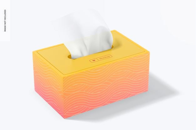 Tissue Box Mockup, Left View Psd