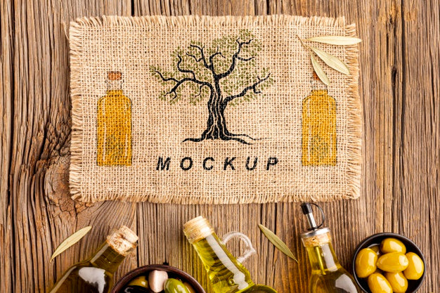 To View Gourmet Olive Oil With Mock-Up Psd