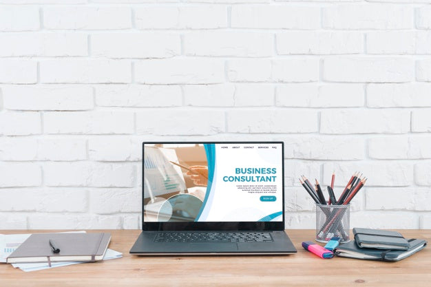 Tools And Laptop On Desck Mock-Up Psd