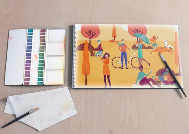 Tools For Artistic Drawing On Table Psd