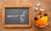 Top View Alcoholic Drinks With Blackboard Mock-Up Psd