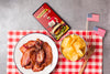 Top View American Meat And Chips Arrangement Psd