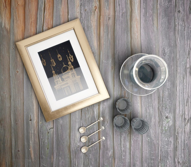 Top View Arabic New Year Arrangement Psd