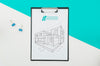 Top View Architecture Drawing With Mock-Up Psd