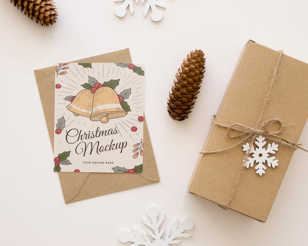 Top View Arrangement Of Christmas Eve Elements Mock-Up Psd