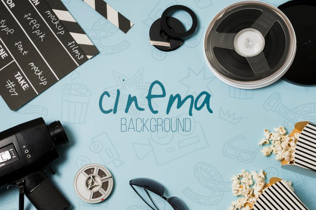 Top View Arrangement Of Cinema Elements Mock-Up Psd