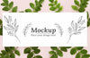 Top View Arrangement Of Green Leaves With Mock-Up Psd