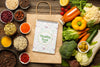 Top View Arrangement Of Healthy Organic Food And Paper Bags Psd