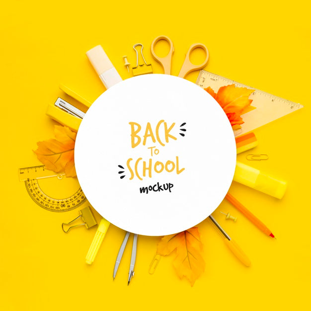 Top View Arrangement Of School Supplies Psd