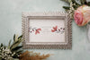 Top View Arrangement Of Wedding Elements With Frame Mock-Up Psd