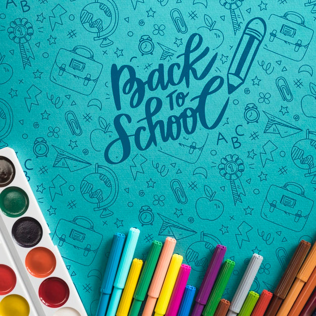 Top View Arrangement With Back To School Items Psd