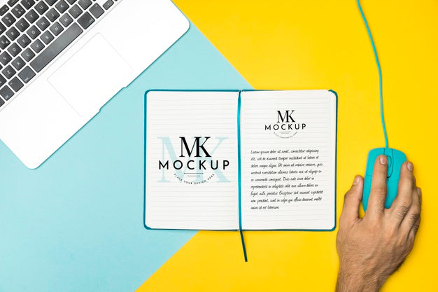 Top View Arrangement With Laptop And Mouse Psd