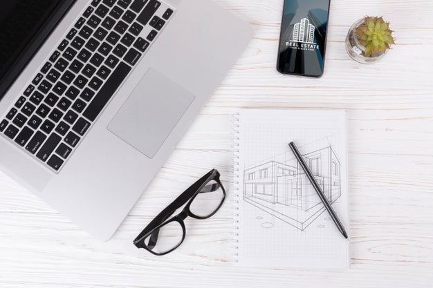 Top View Arrangement With Laptop Psd