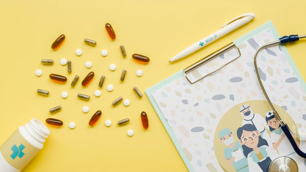 Top View Arrangement With Pills Psd