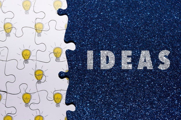 Top View Arrangement With Puzzle On Glitter Background Psd