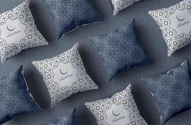Top View Arrangement With Ramadan Pillows Psd