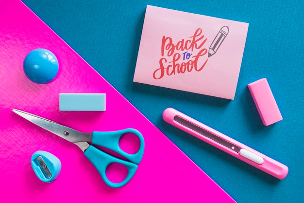 Top View Arrangement With School Supplies Psd