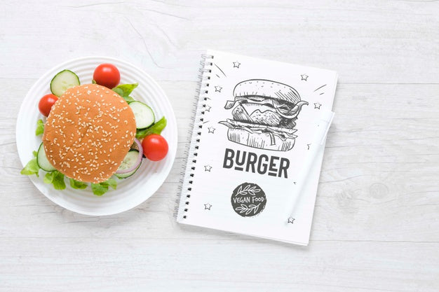 Top View Arrangement With Veggie Burger Psd