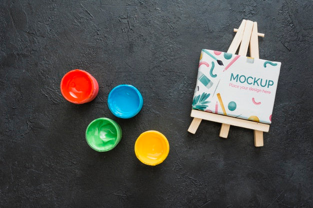 Top View Artist Concept Composition With Canvas Mock-Up Psd